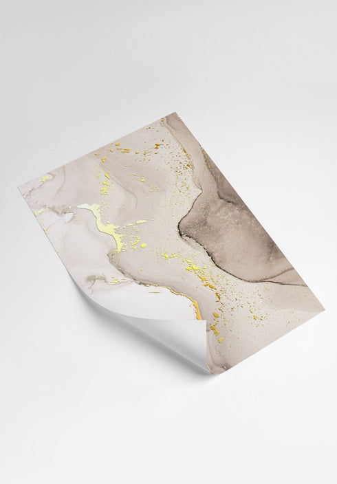 Beige Brown Paint Real Gold Set Of 3 Posters 50x70cm